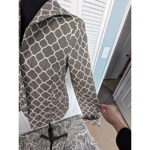 3 Sisters Jacket Coat S(4-6) Open Front Dressy USA Made Geometric Taupe Brown - Picture 6 of 15